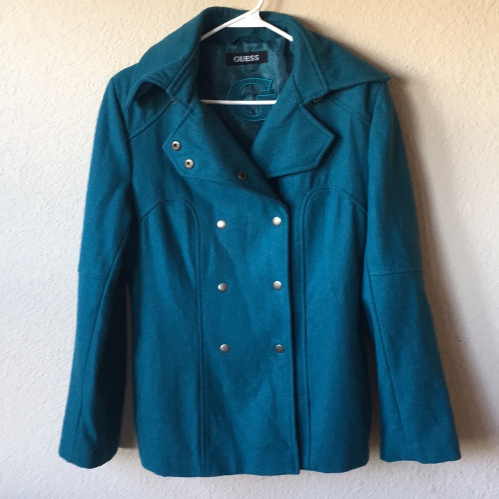Guess Pea Coat. Size Medium. Deep turquoise.